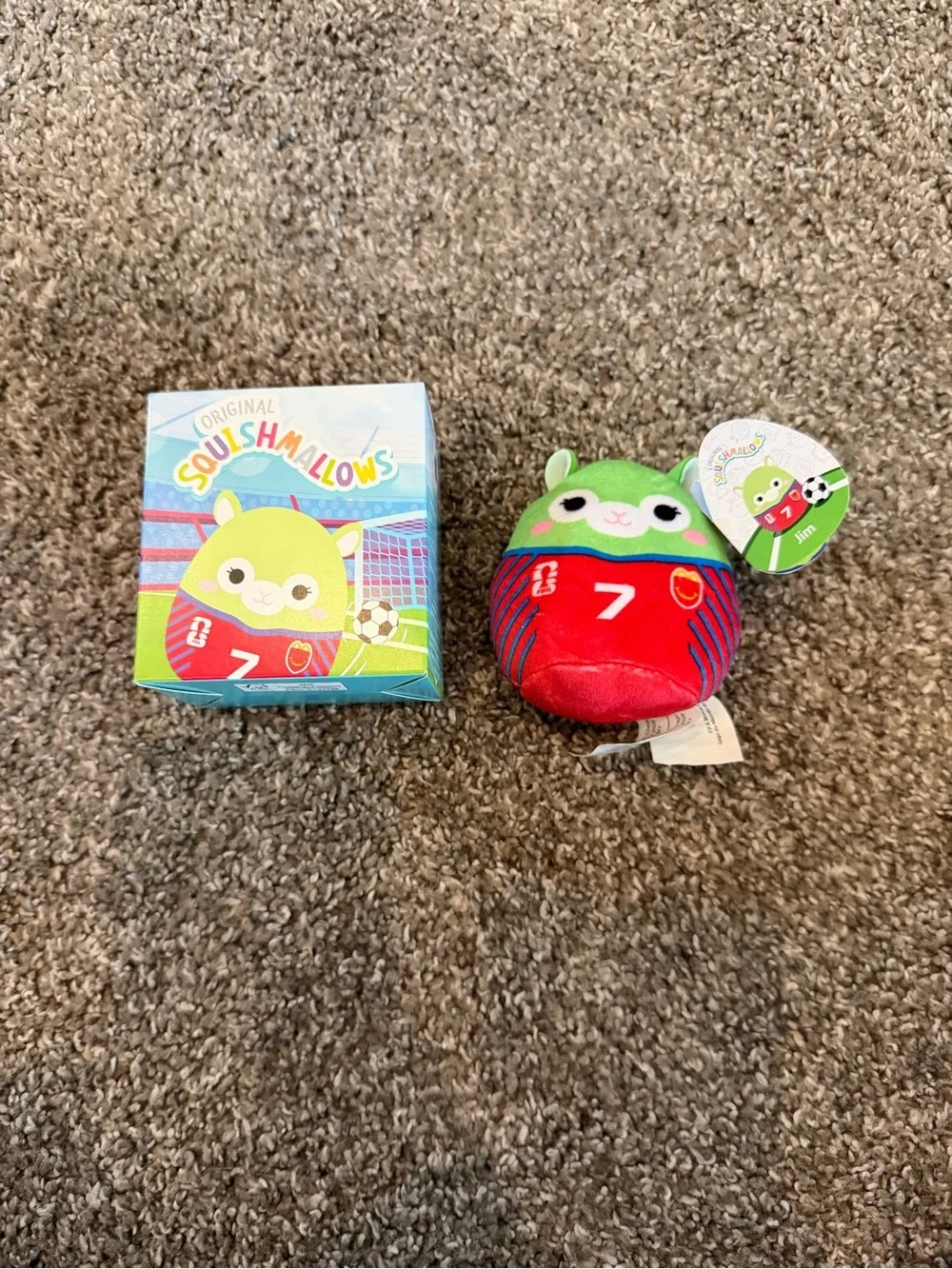 Squishmallows Green & Red Soccer Plush - Number 7 Jersey Jim